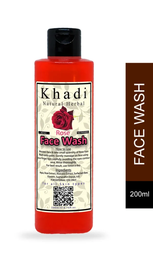 Khadi Natural Herbal Rose Face Wash-200ml - Image 2