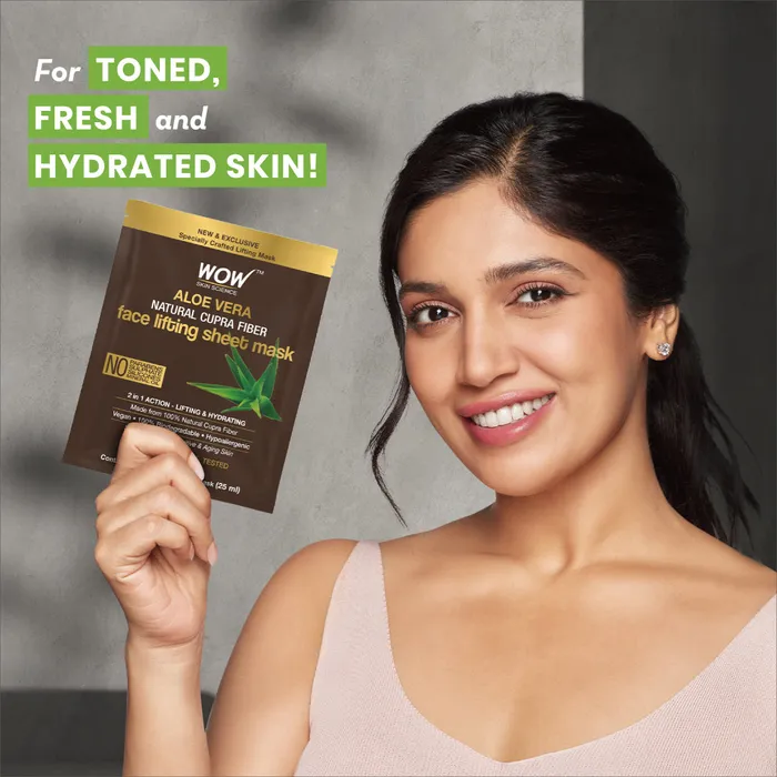WOW Skin Science Aloe Vera Natural Cupra Fiber Face Lifting Sheet Mask