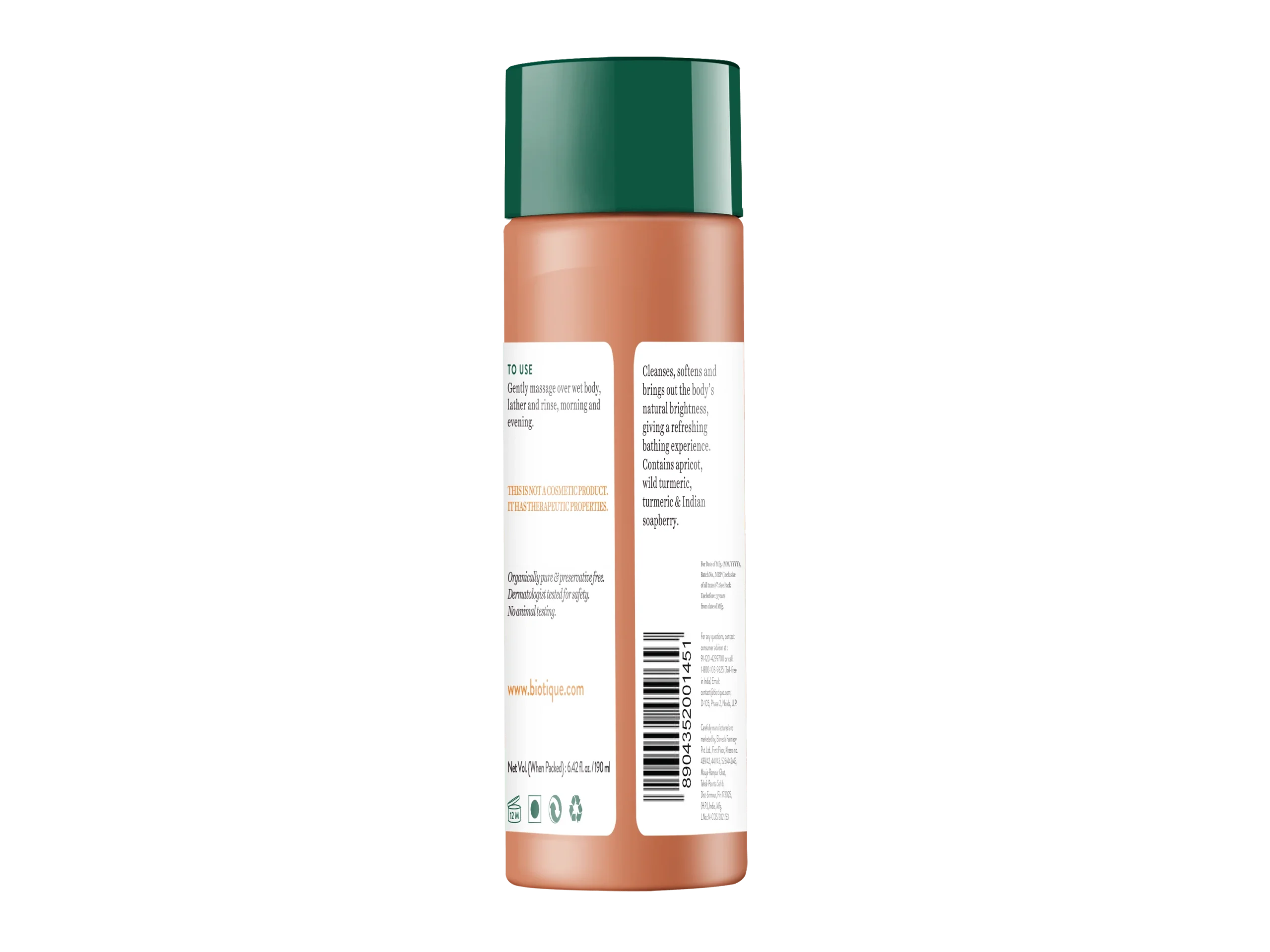 Biotique Apricot Refreshing Body Wash-190ml - Image 2