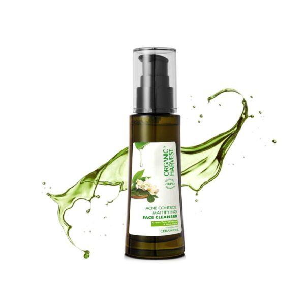 Organic Harvest Acne Control Mattifying Face Cleanser: Green Tea, Moringa & Aloe Vera-(100ml)