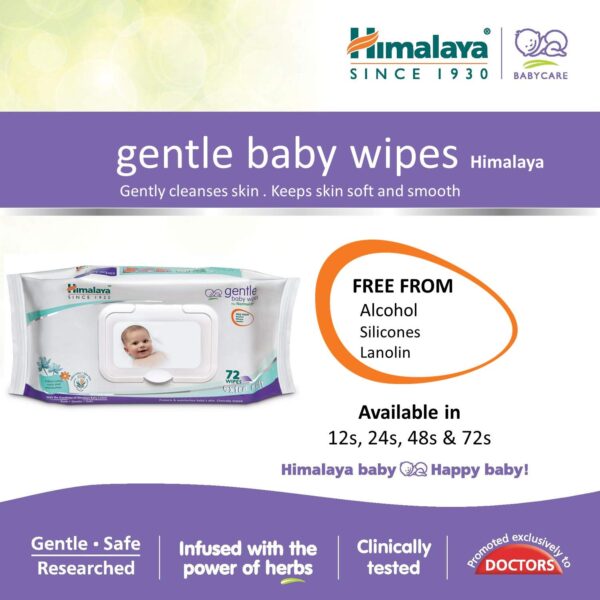 Himalaya Gentle Baby Wipes- 72 Wipes - Image 2