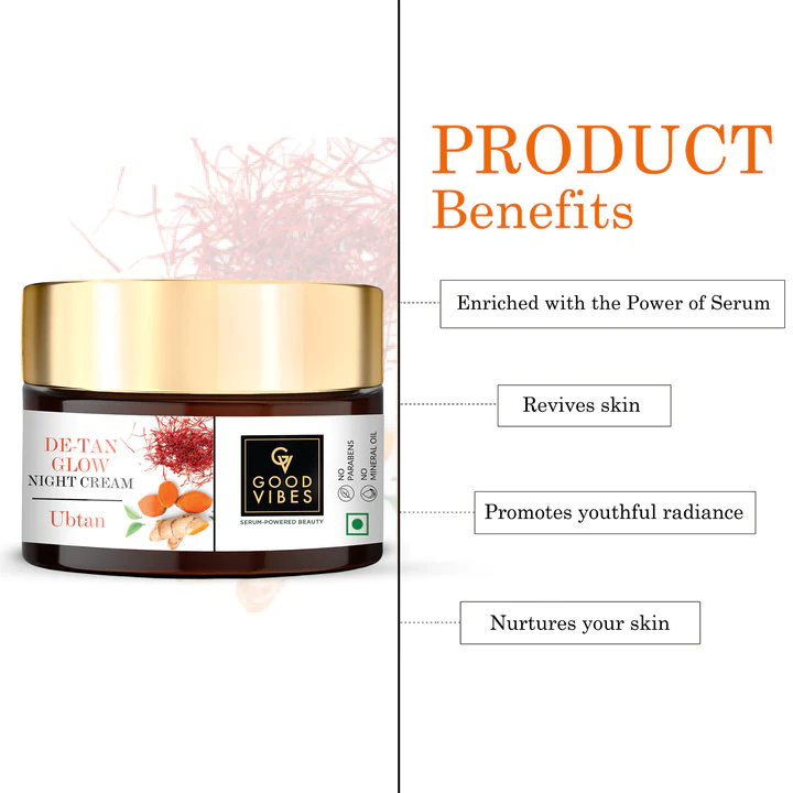 Good vibes De-Tan Glow Night Cream Ubtan with Power of Serum-50g - Image 4