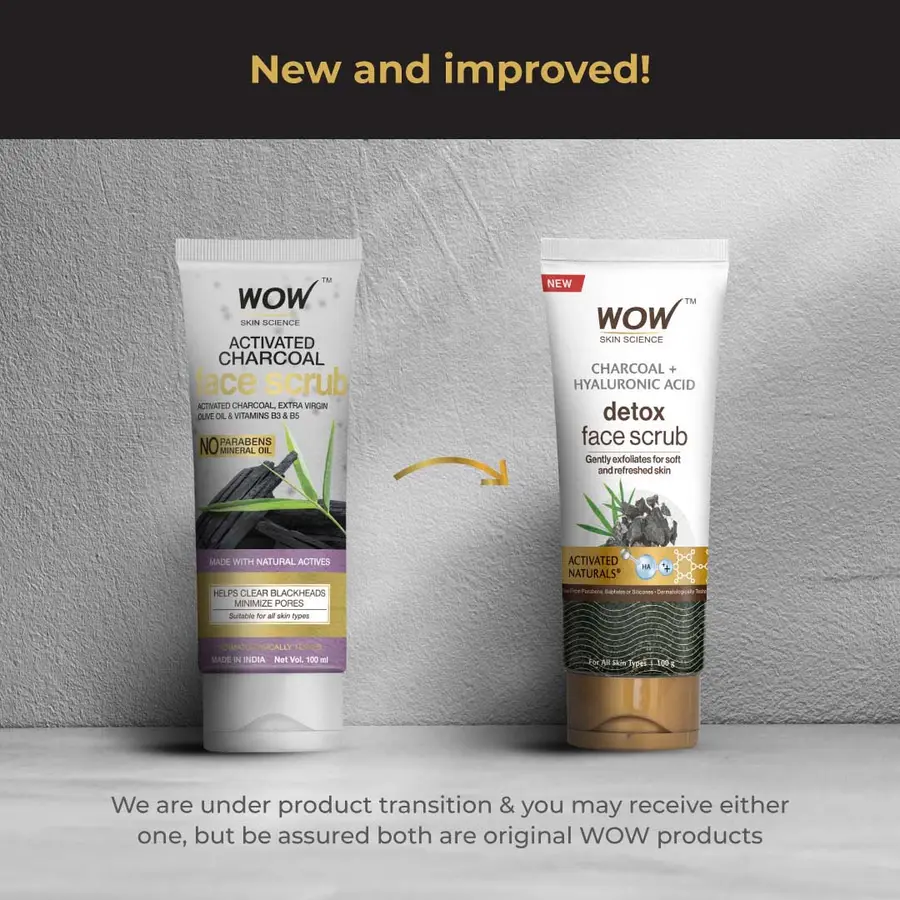Wow Charcoal & Hyaluronic Acid Detox Face Scrub - 100 ml - Image 8