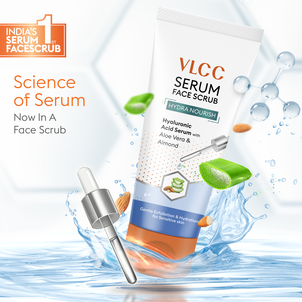 Vlcc Hydra Nourish Scrub with Hyaluronic Acid Serum - 150g - Image 2